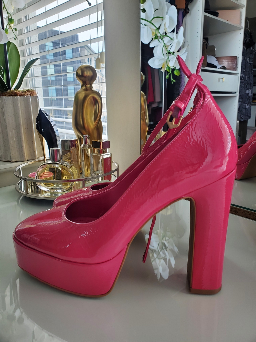 L'INTERVALLE Hot Pink Patent Platform Slingback Pumps New Sz10